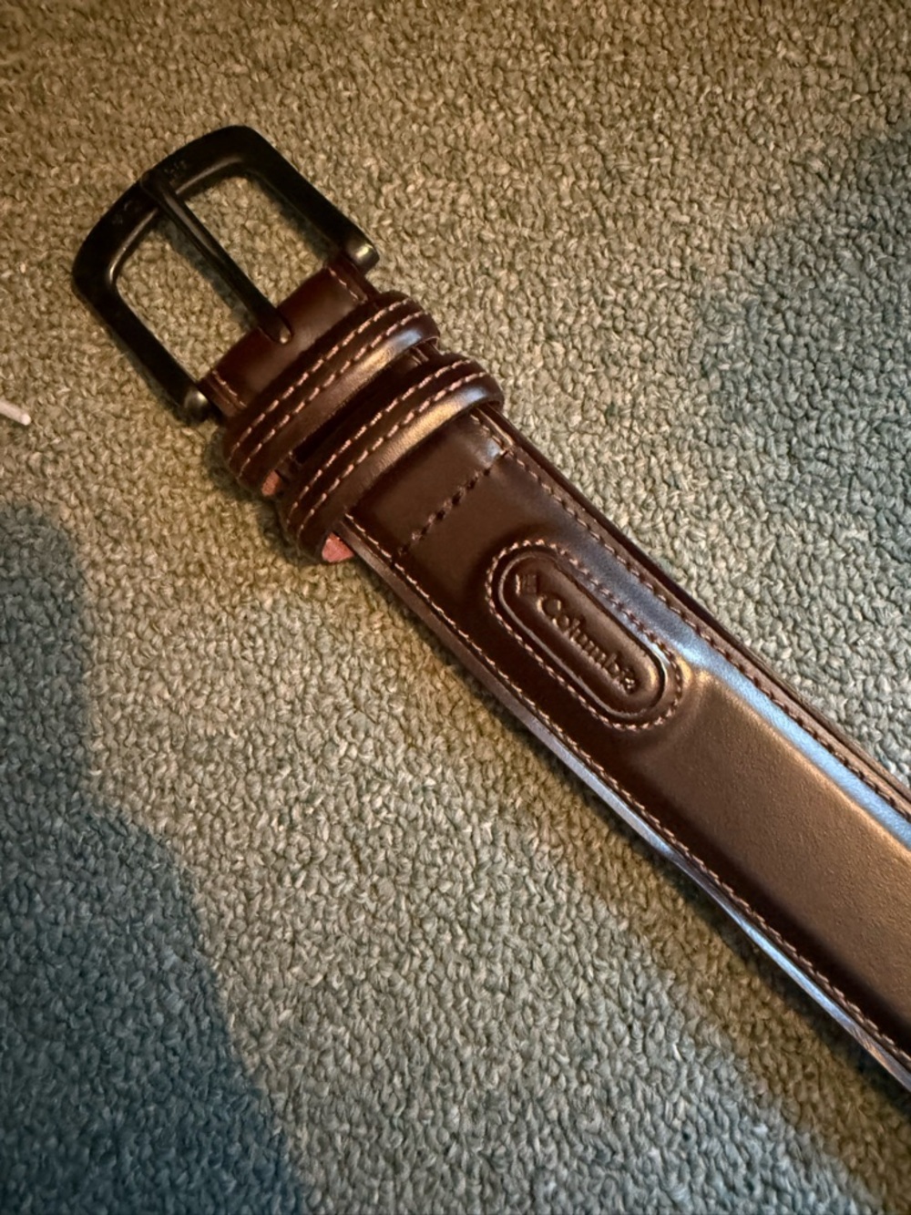 Columbia Men's Dark Brown Leather Belt with Black Buckle